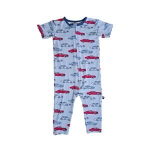Sweet Bamboo Cars Zipper Front Short‎ Sleeve Footless Sleeper Size 12-18 Months